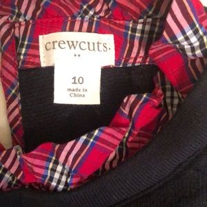 Crewcuts sweater- black with plaid neck sz10